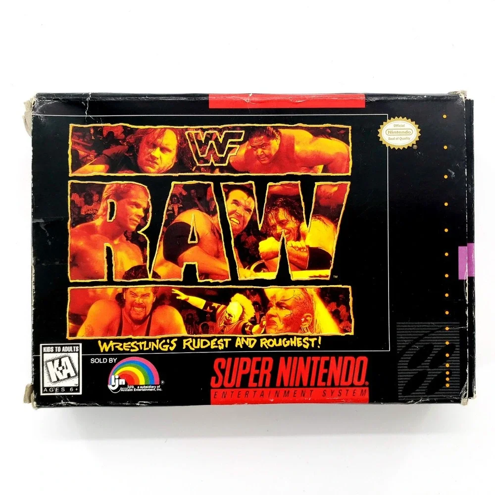 WWF Raw (Super Nintendo Entertainment System, 1994) Authentic Complete w/ Poster